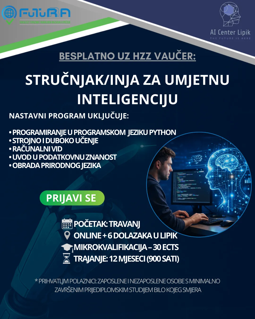 Besplatno obrazovanje za AI stručnjaka – prijave otvorene!