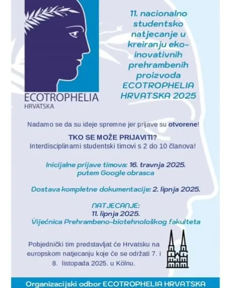 Ecotrophelia Hrvatska 2025. - Otvorene prijave za 11. natjecanje u kreiranju eko-inovativnih proizvoda