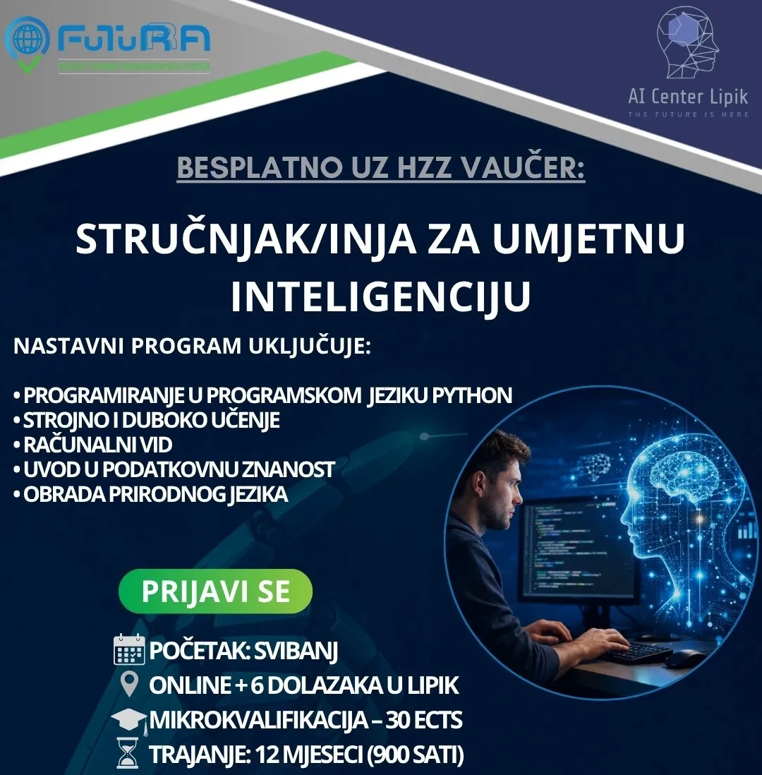 Besplatno obrazovanje za AI stručnjaka – prijave otvorene!